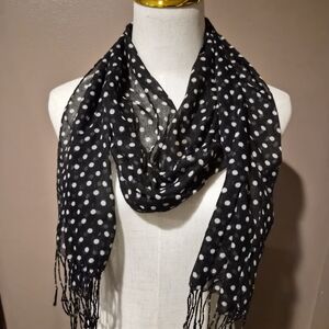 Polka Dot Black and White Scarf